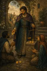 Six of Pentacles tarot card artwork