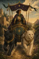 The Chariot tarot card artwork